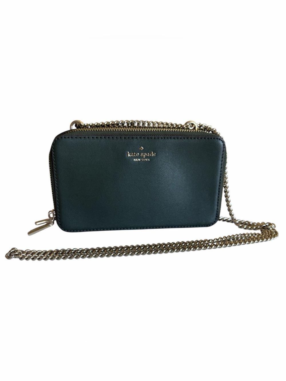Kate Spade Connie Double Zip Chain Crossbody Dark Green NWOT